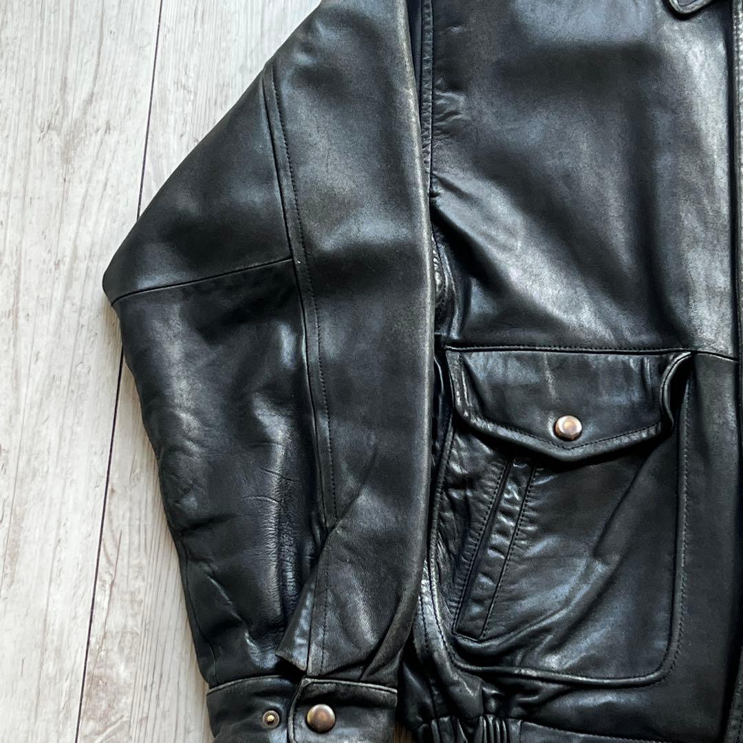 80s~ NAUTICA レザージャケット　A2 短丈　海外ストリート　XL相当