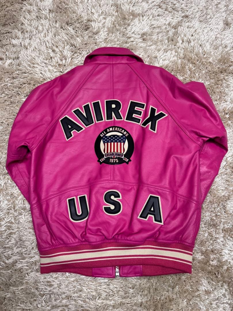 AVIREX ピンク レザージャケット USA