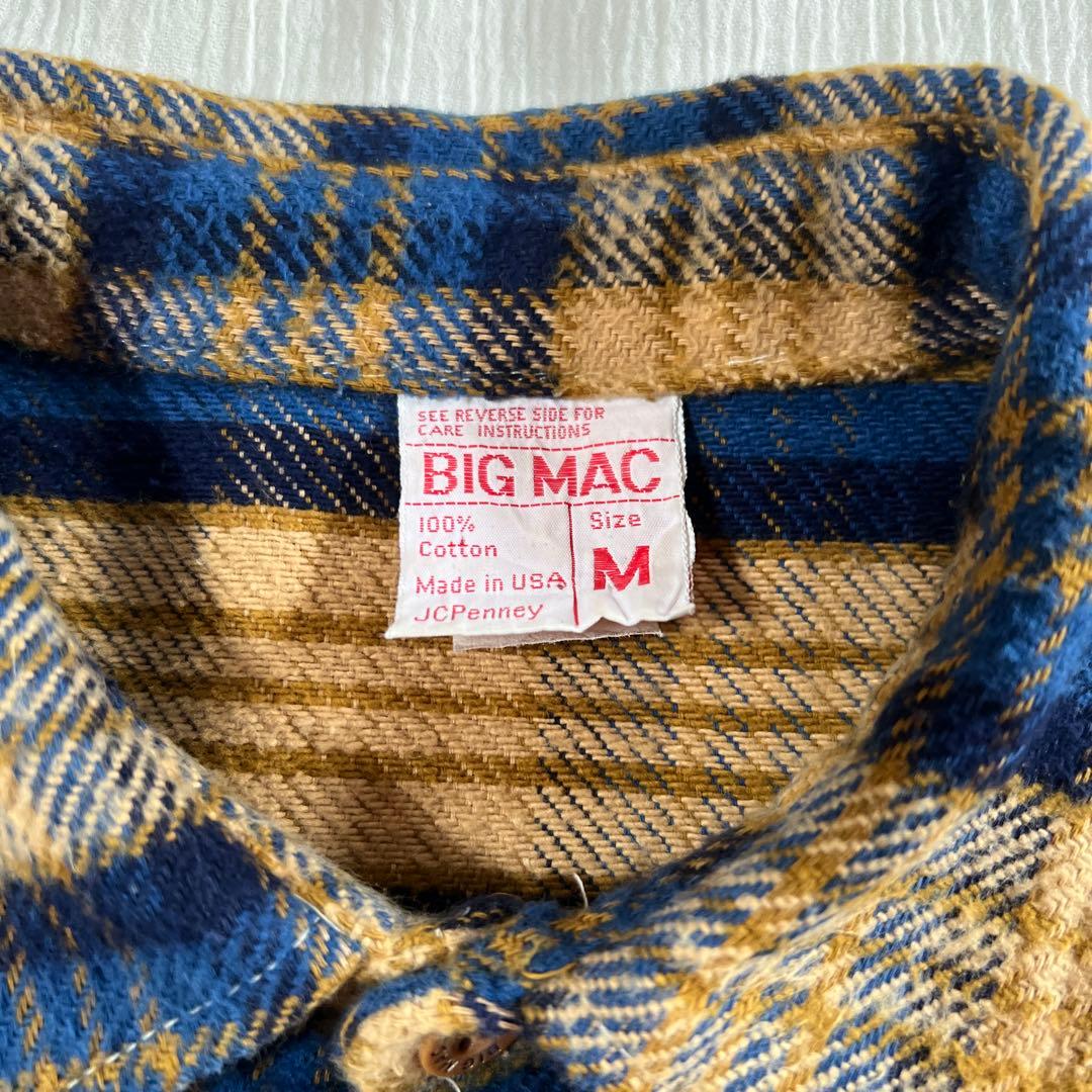 じ*た様 美品 70s BIG MAC ネルシャツ ヘビネル 青 ブルー 好配色