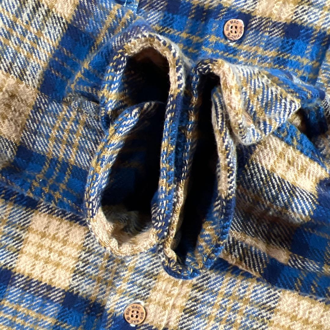 じ*た様 美品 70s BIG MAC ネルシャツ ヘビネル 青 ブルー 好配色