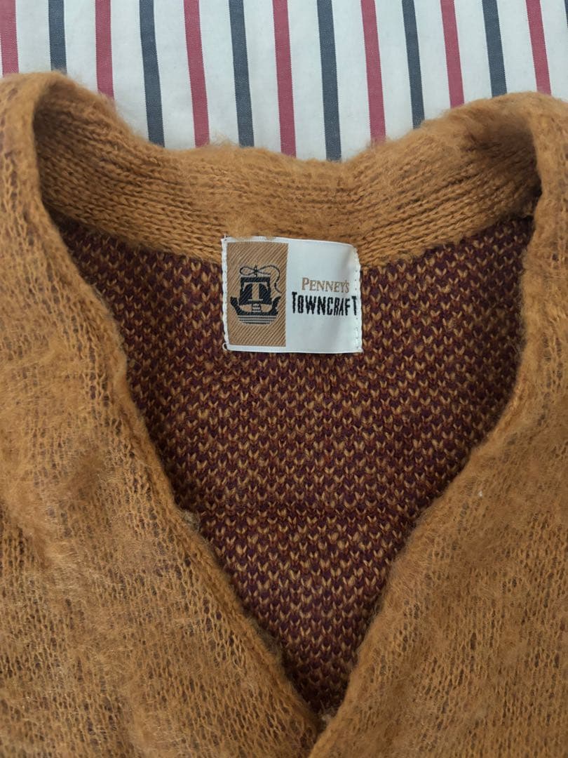 TOWNCRAFT タウンクラフト　マスタードカーディガン　モヘア風カーディガン