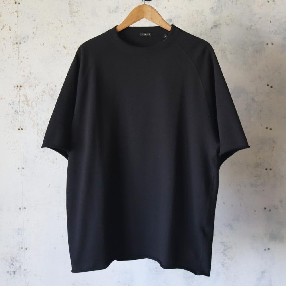 COMOLI LWコットン裏毛 半袖クルー コモリ サイズ2 ブラック