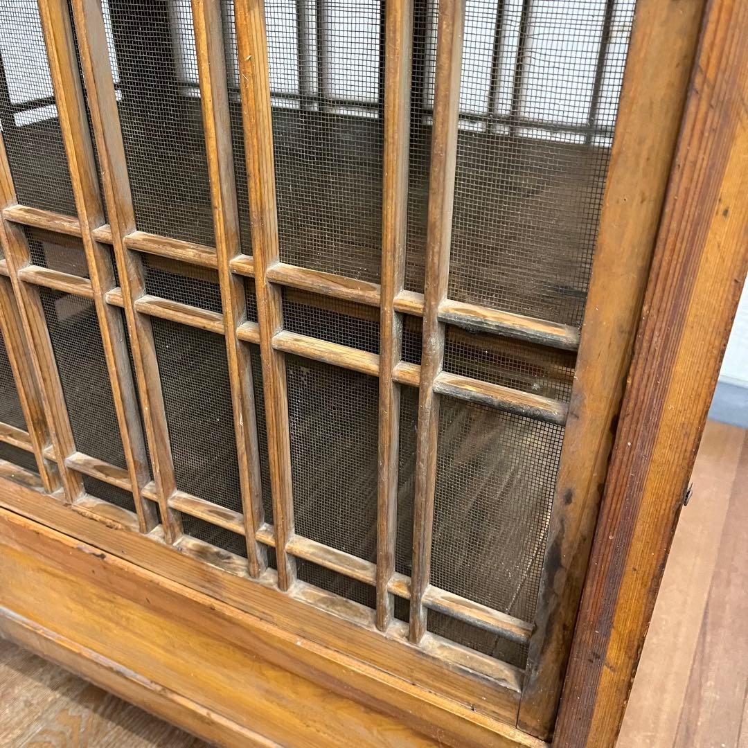 【アンティーク】昭和レトロ ガラス戸棚 食器棚 小引出し キャビネット 古家具