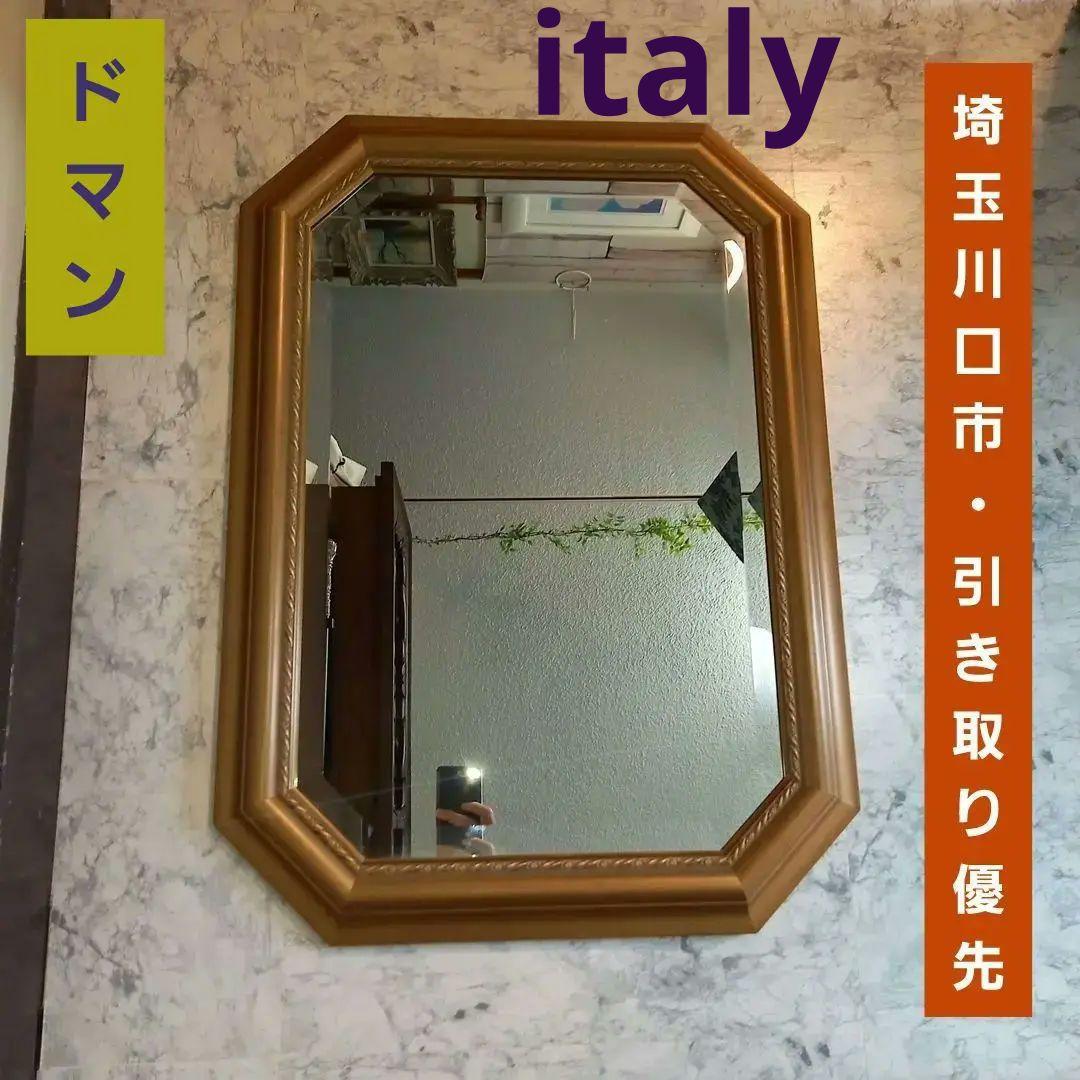 ドマン　アンティーク　ゴールド　八角　ミラー　鏡　壁掛け　縦横　兼用