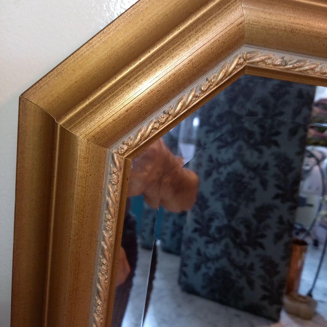 ドマン　アンティーク　ゴールド　八角　ミラー　鏡　壁掛け　縦横　兼用