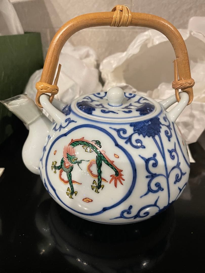 さくら　渋草焼　芳国舎　急須湯呑みセット