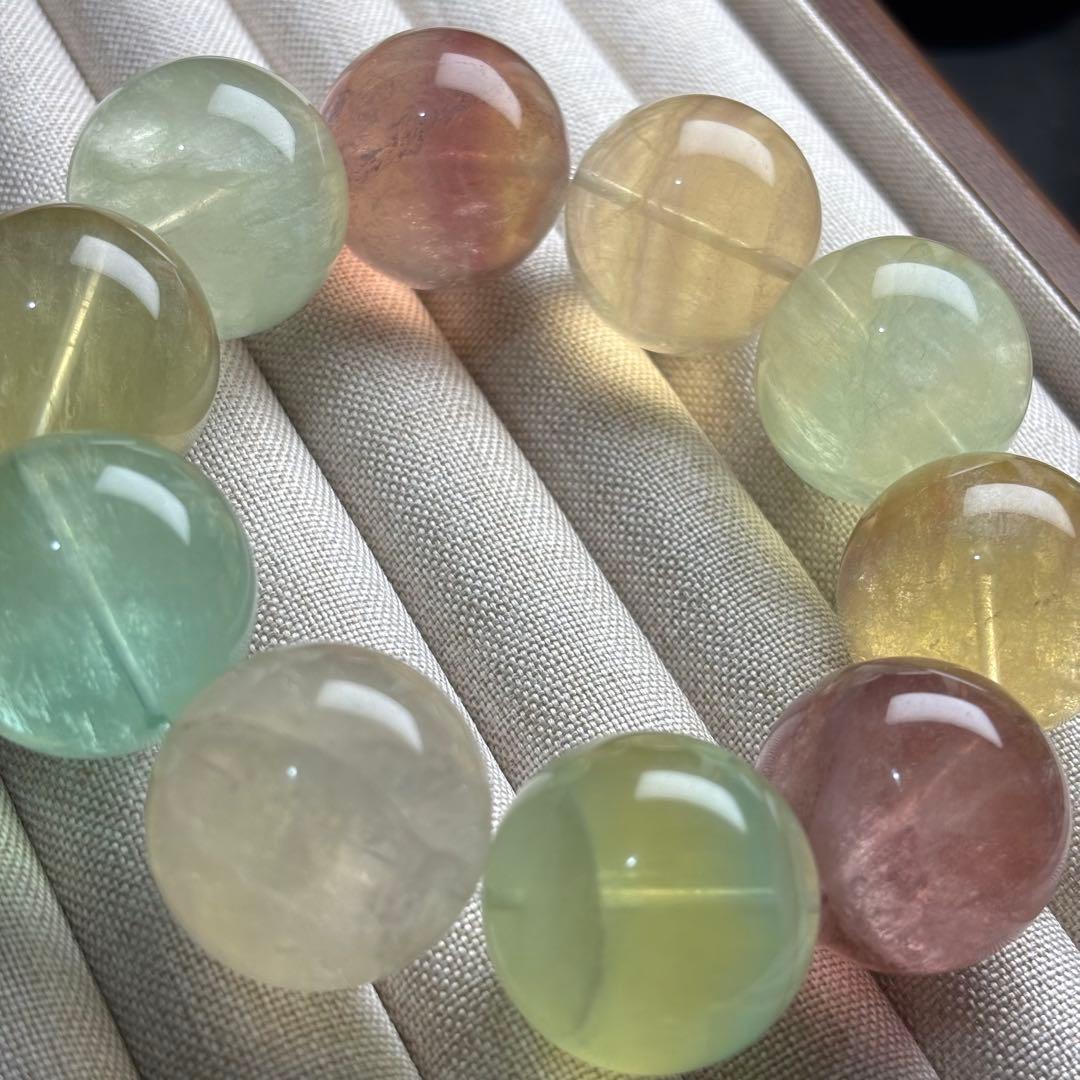 お得メガ24mm珠天然無着色フローライト(蛍石)ブレスレット天然石パワーストーン