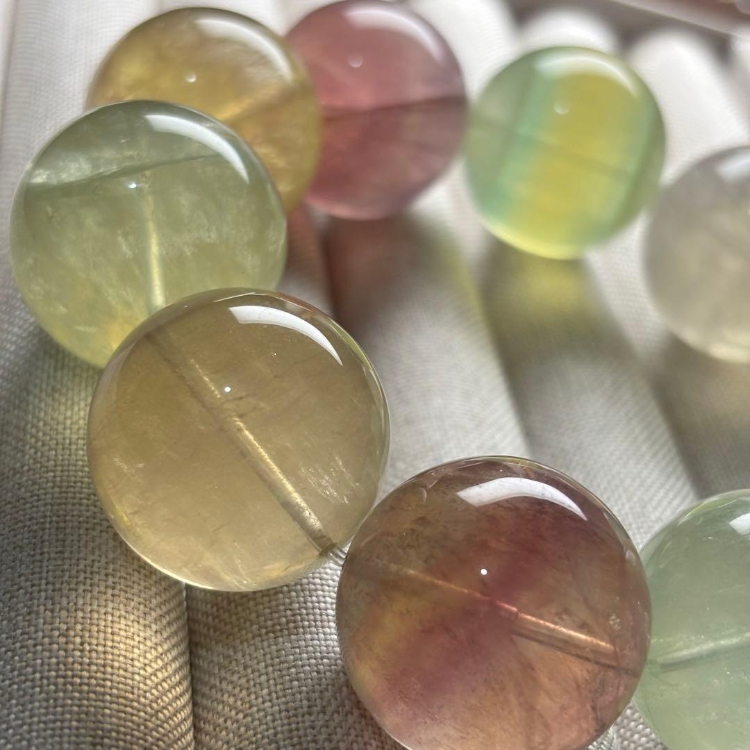 お得メガ24mm珠天然無着色フローライト(蛍石)ブレスレット天然石パワーストーン