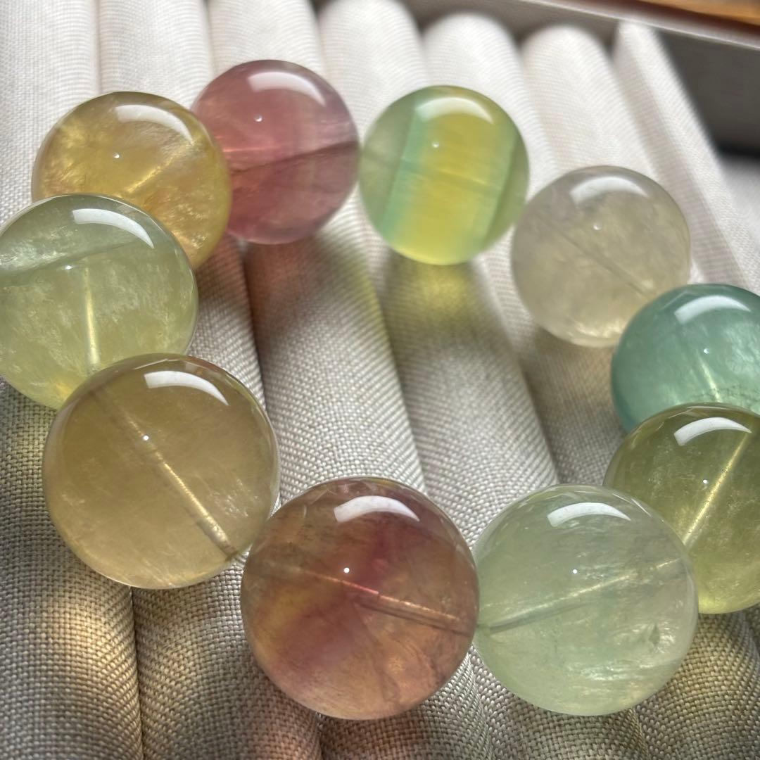 お得メガ24mm珠天然無着色フローライト(蛍石)ブレスレット天然石パワーストーン