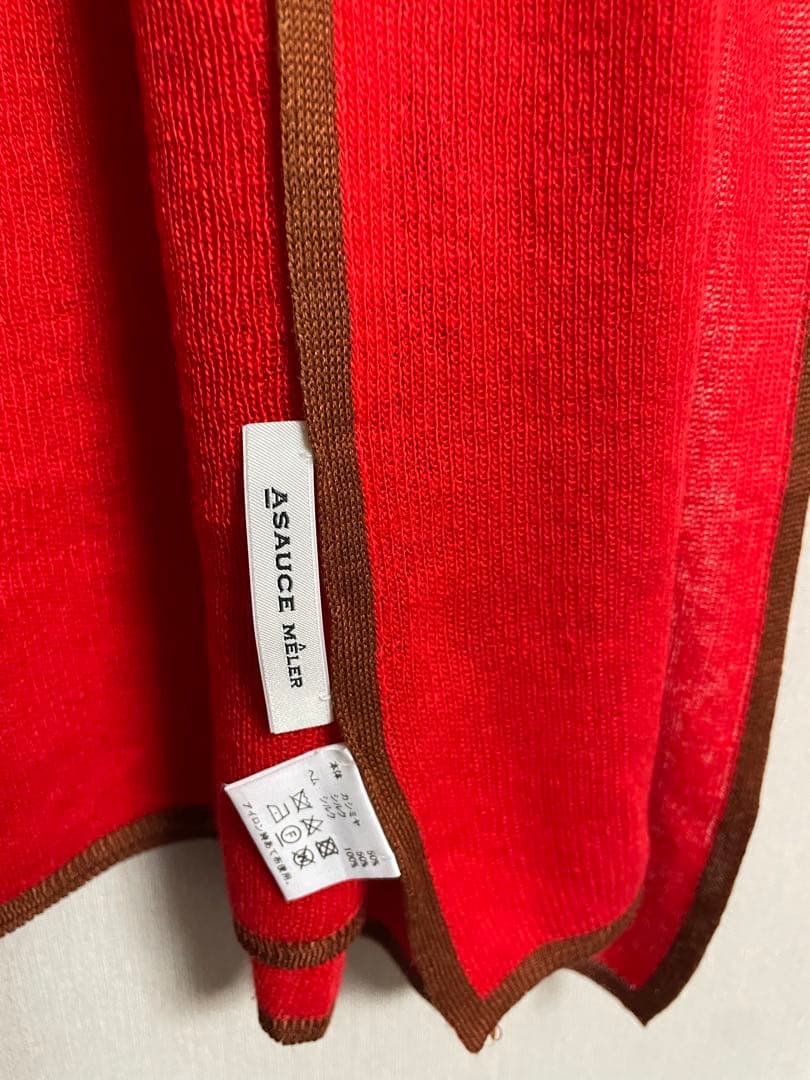 【美品】ASAUCE MELERアソースメレ　カシミアシルクトリミングストール