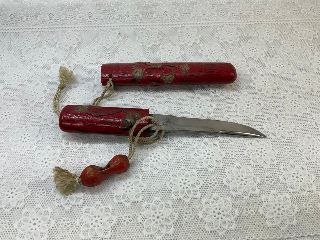残欠刀　合法サイズ　ナイフ　伝統的な赤い木製ハンドルの刀