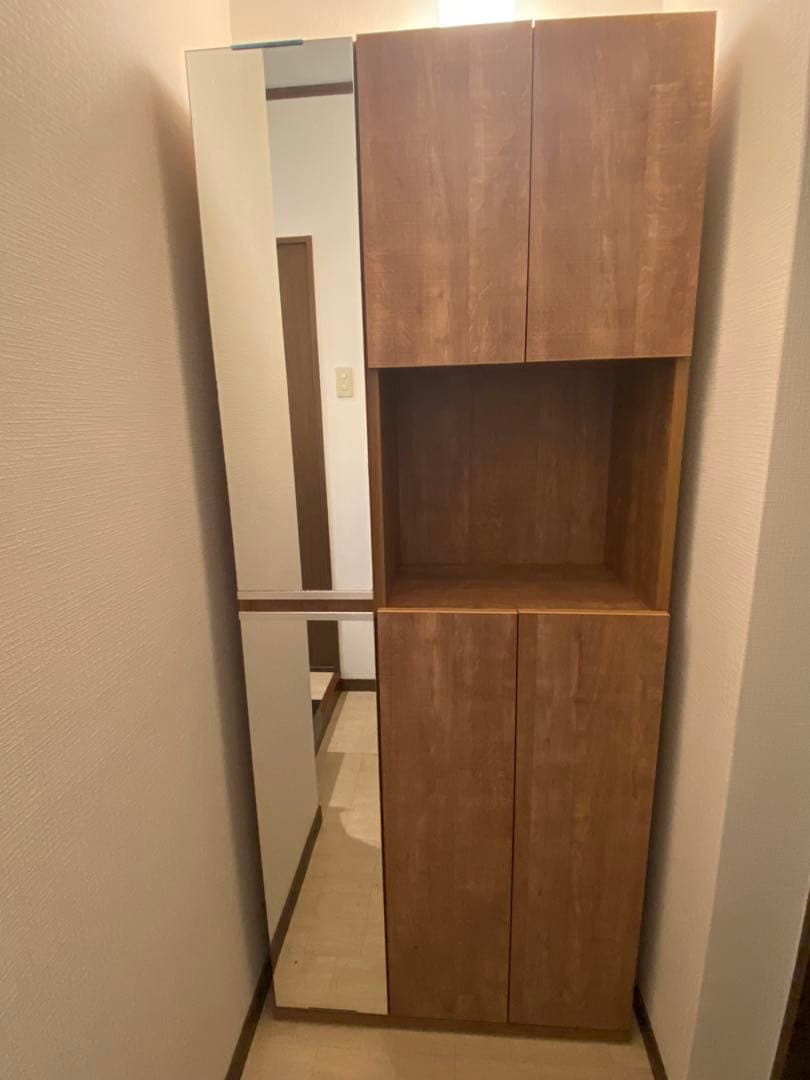 再値下！LOWYA 国産シューズラック ミラー付き※ たのメル便送料含む