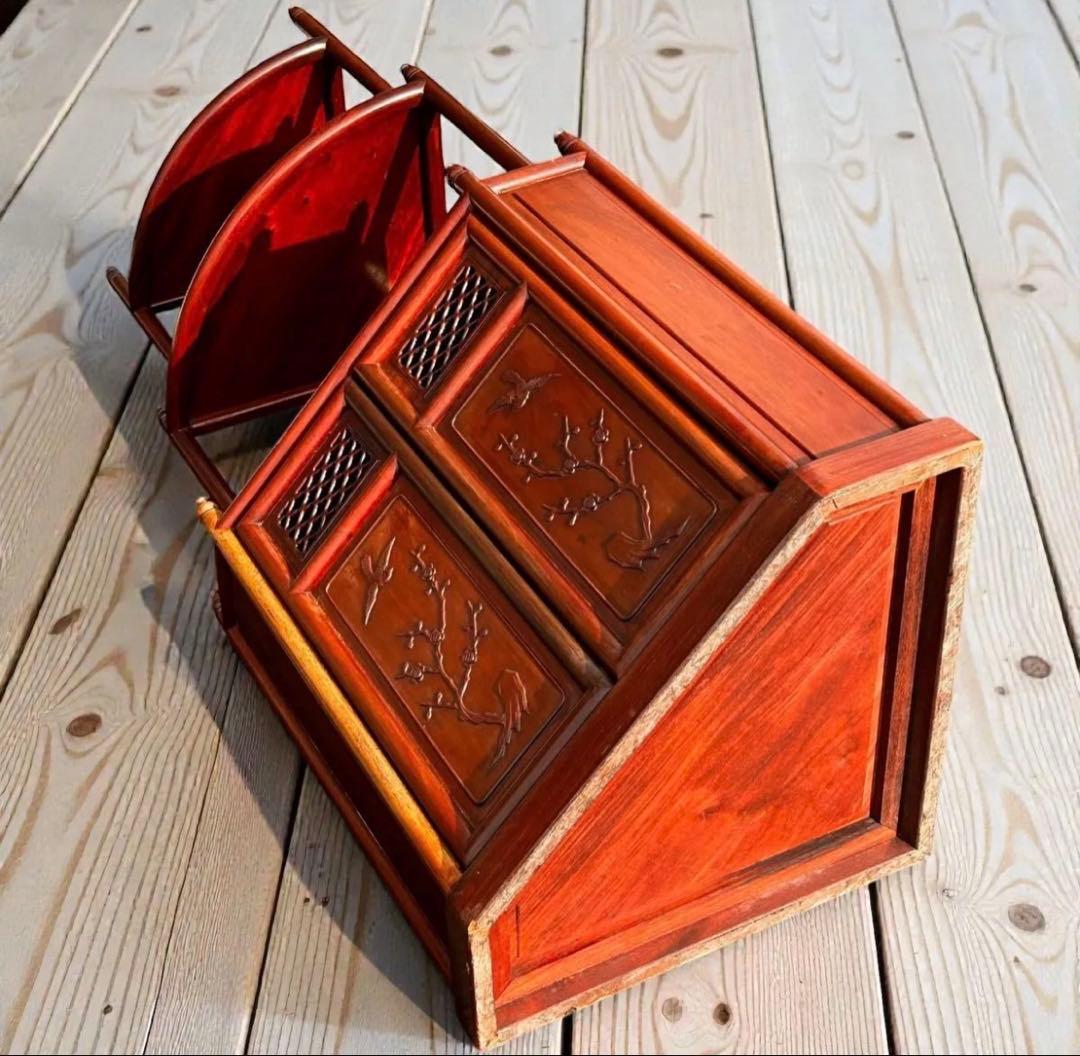 稀少❣️送料無料✨唐木家具 無垢材 コーナーラック 飾り棚 中国家具 彫刻棚 収納