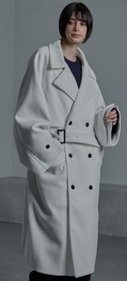 cussil/クシル ウールライク ヘビーメルトン ルーズスリーブトレンチコート