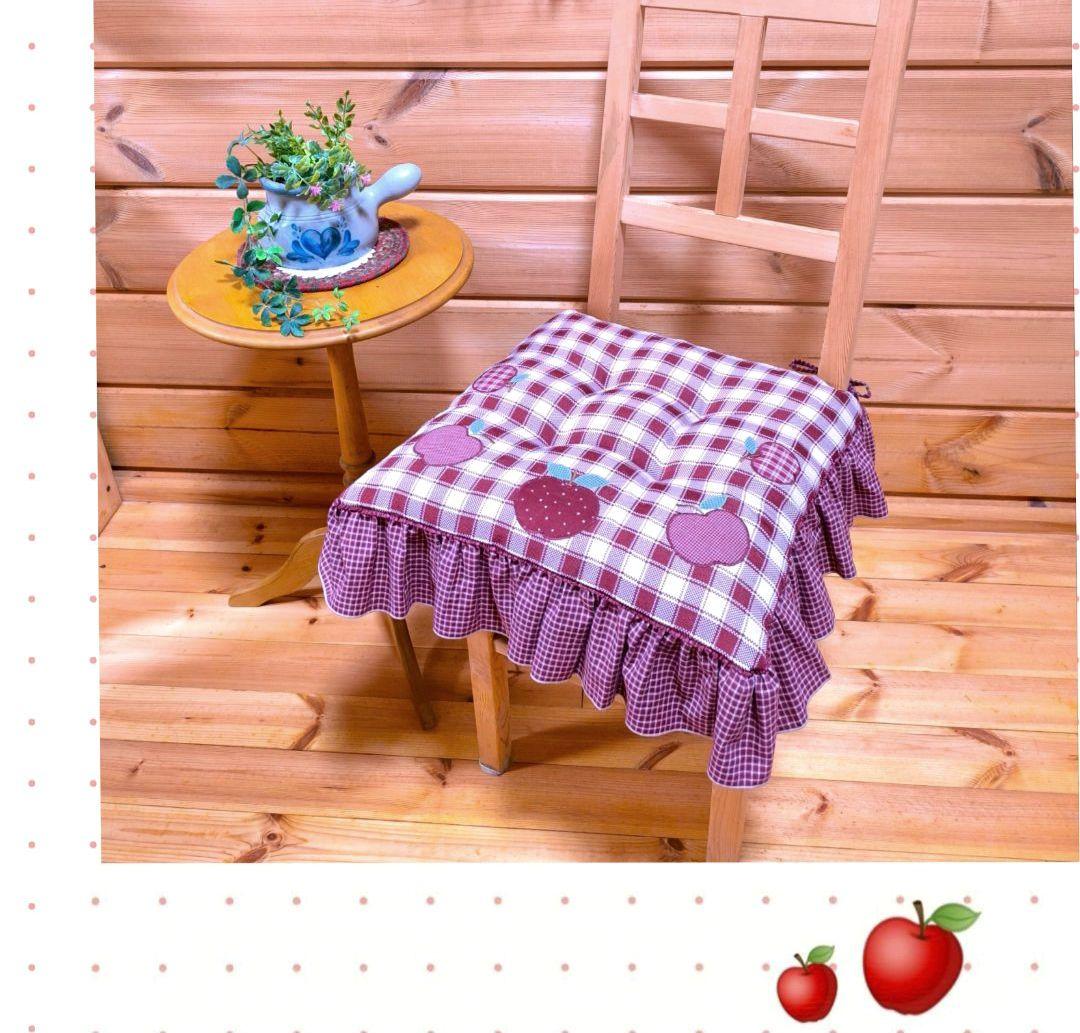 ⭐️アメリカンカントリー雑貨❤ෆりんごෆのフリフリチェアパッド♡45cm角♡赤