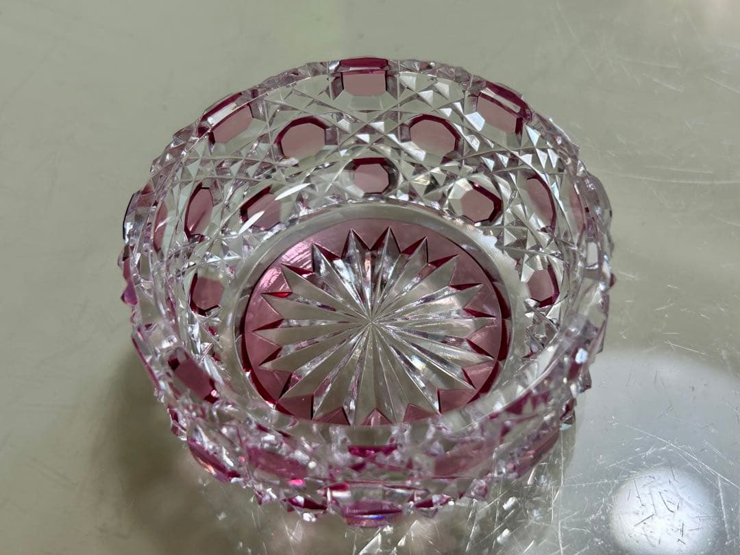 江戸切子　八角籠目　小鉢　3色セット　瀧澤利夫作