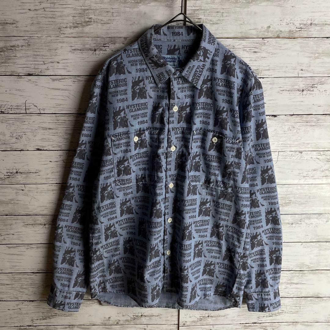 2902【人気モデル】ヒステリックグラマー☆豪華ヒスガール ロゴ満載 長袖シャツ