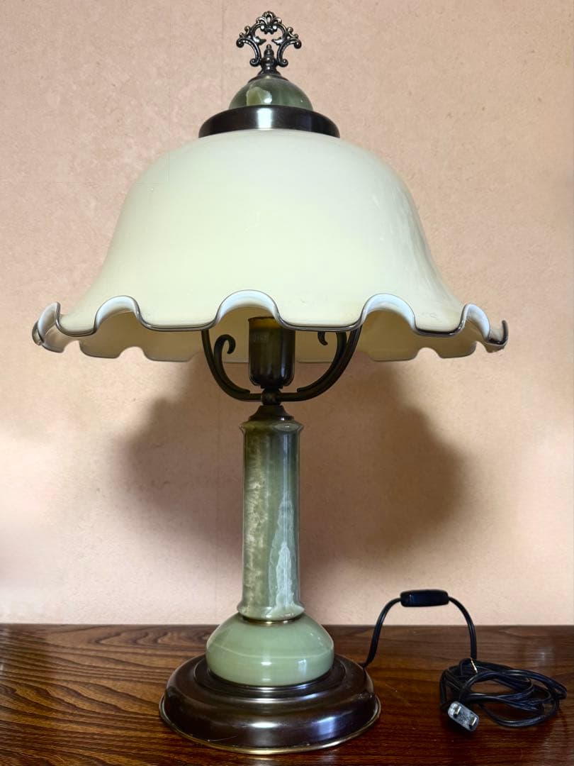 【キシマ】大理石 大型ガラスシェードランプ【天然石】