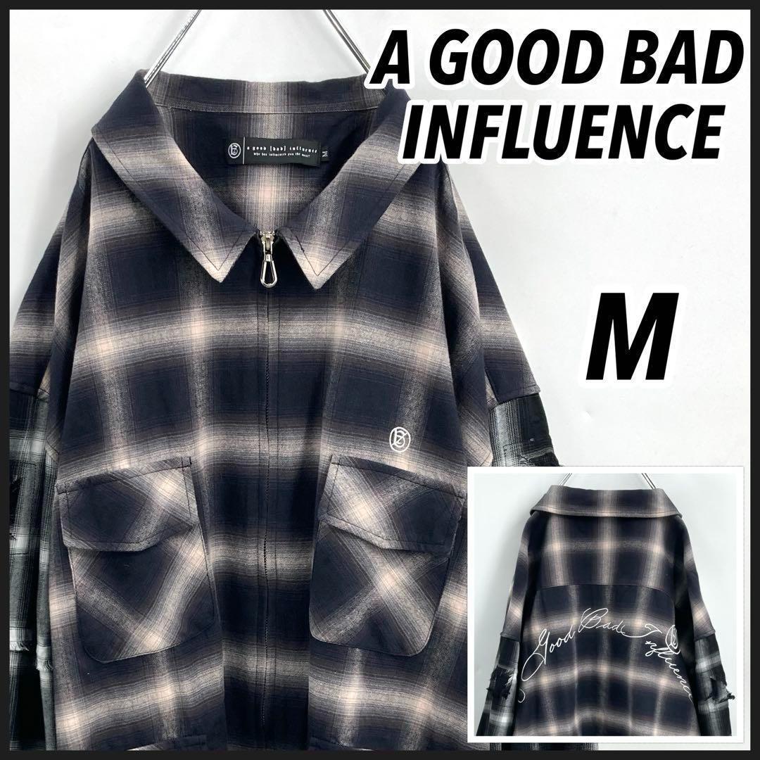 A GOOD BAD INFLUENCE ジップアップオンブレチェックシャツ M