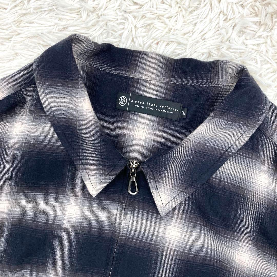 A GOOD BAD INFLUENCE ジップアップオンブレチェックシャツ M