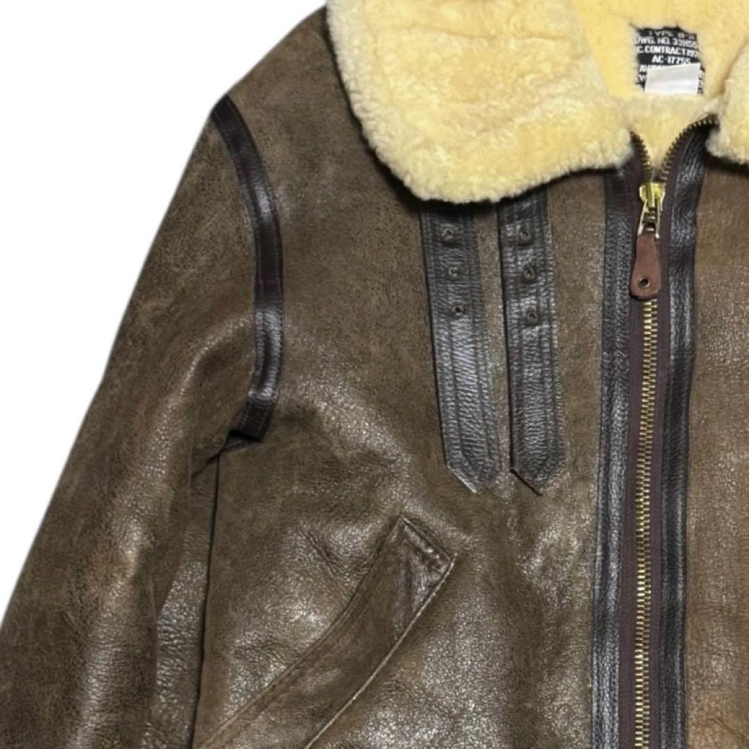 AVIREX 米国製 B-3 胸タグ ボマージャケット リアルムートン 42