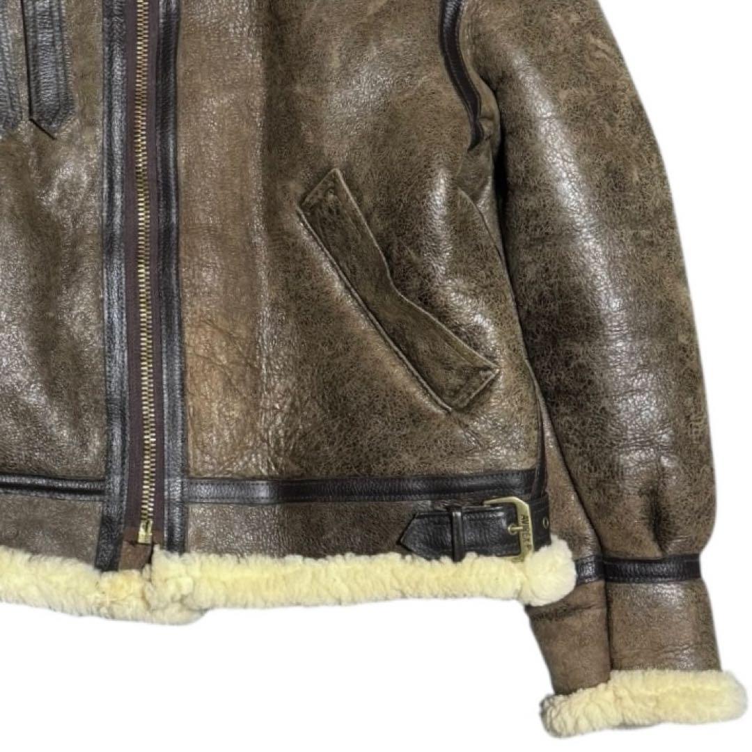 AVIREX 米国製 B-3 胸タグ ボマージャケット リアルムートン 42