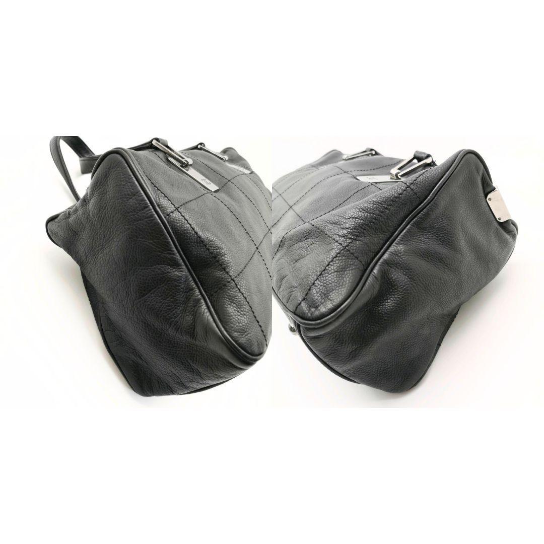 美品 シャネル チョコバー レザー ハンド バッグ 黒 イタリア製 キルティング