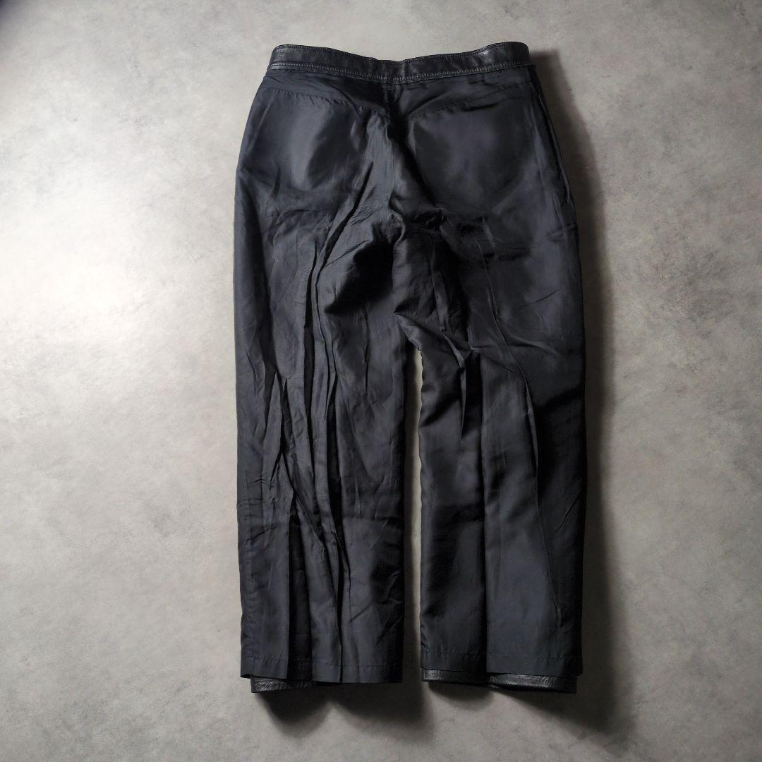 80s 90s ワイド ルーズシルエット 本革 ワンタック レザーパンツ
