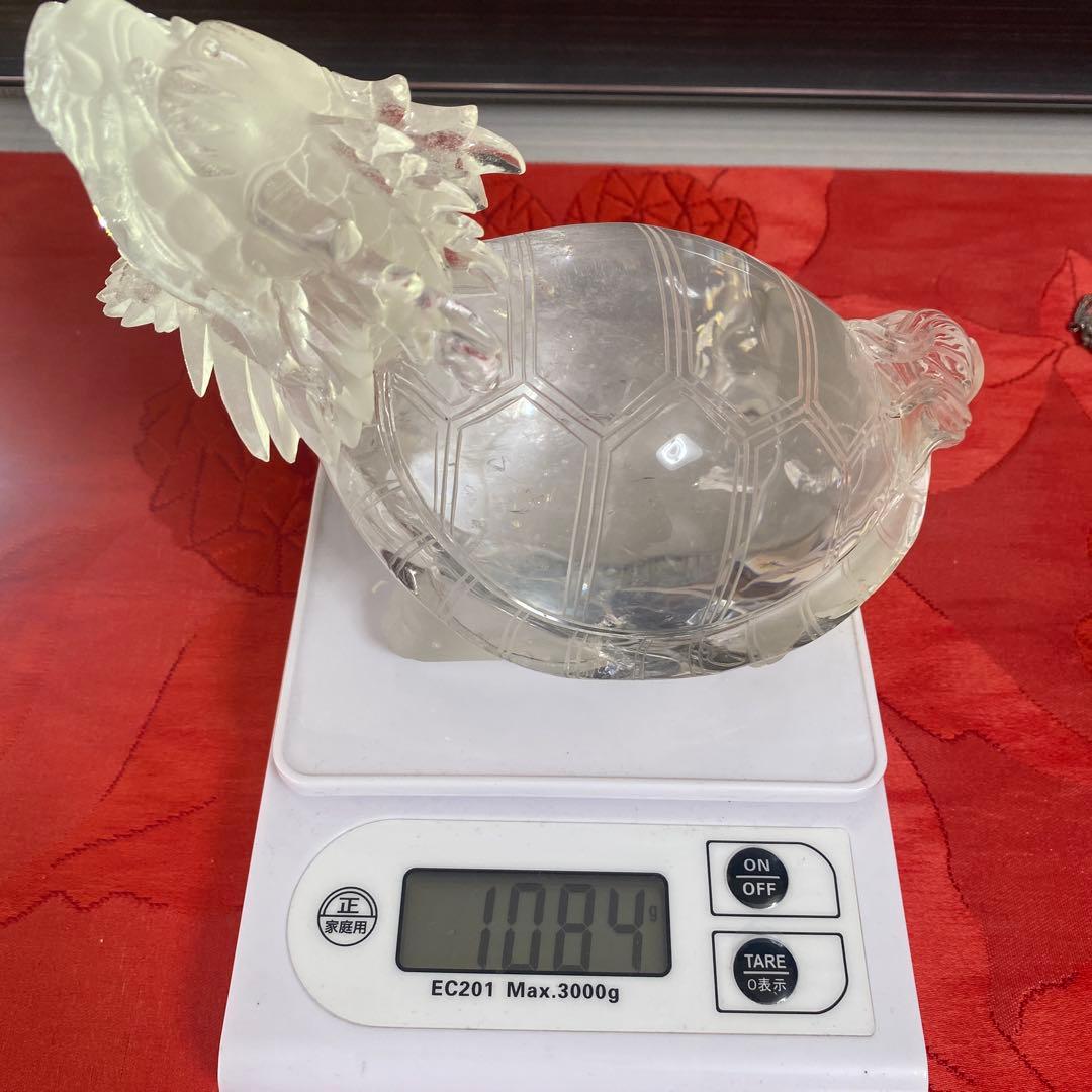 水晶の龍亀　置物