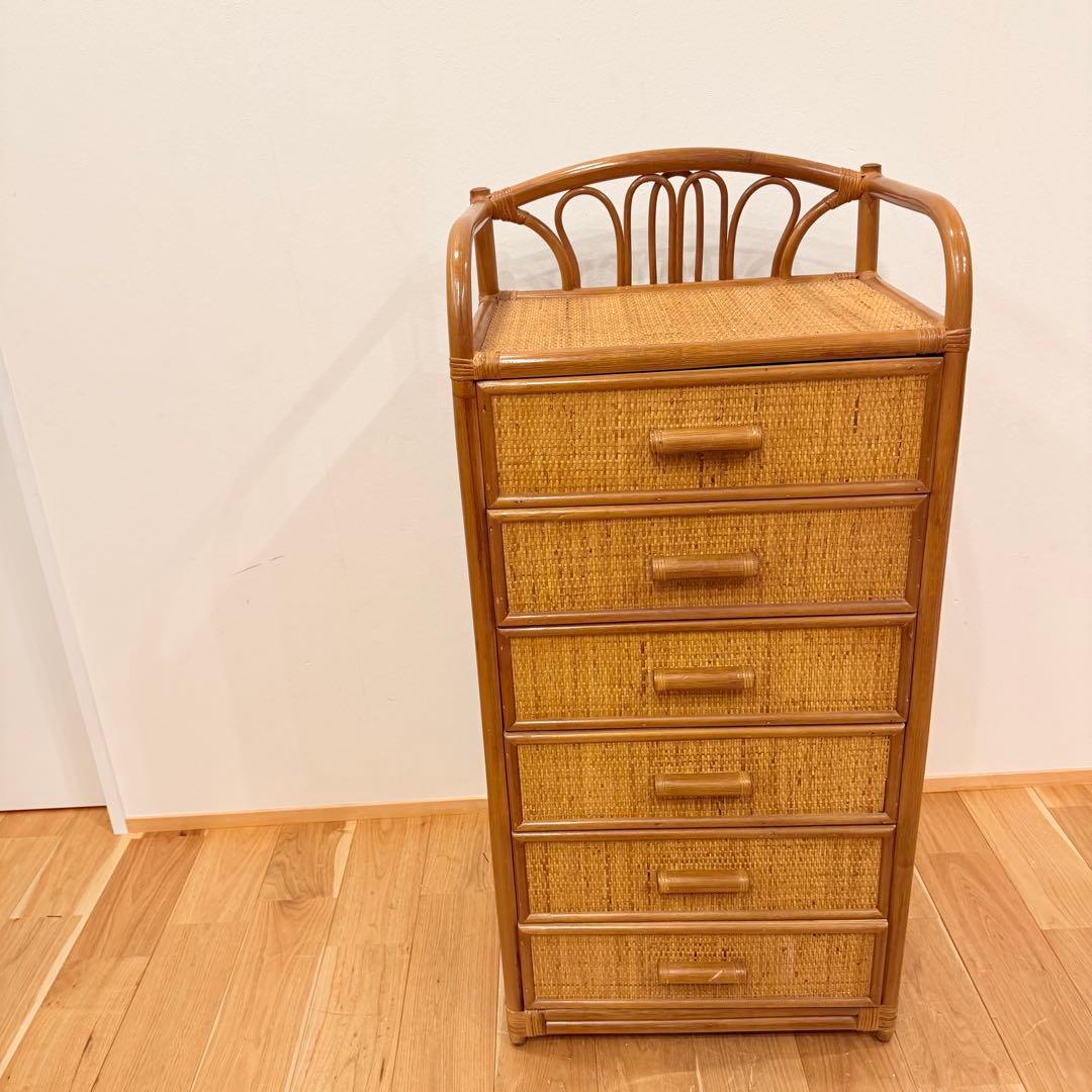 藤ラタン チェスト 6段 引き出し カゴ収納家具 箪笥 整理棚 タンス