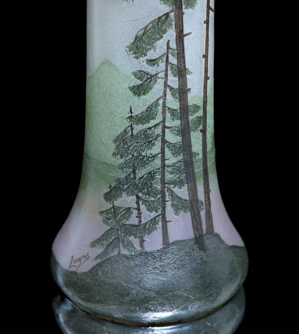 フランソワ・テオドール・ルグラ 26cm 丸型 湖水風景文 アンティーク大型花瓶