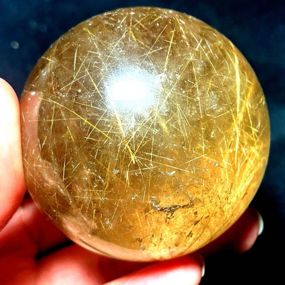 超大玉　60mm ゴールドルチルクォーツ　丸玉　スフィア　金針水晶