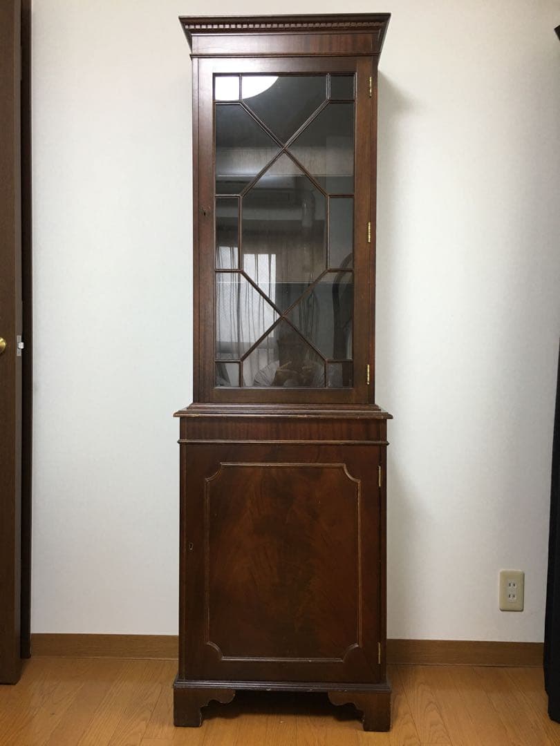 英国アンティーク　ブックケースキャビネット/本棚/ガラス食器棚/飾り棚/店舗什器