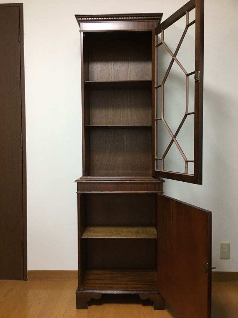 英国アンティーク　ブックケースキャビネット/本棚/ガラス食器棚/飾り棚/店舗什器