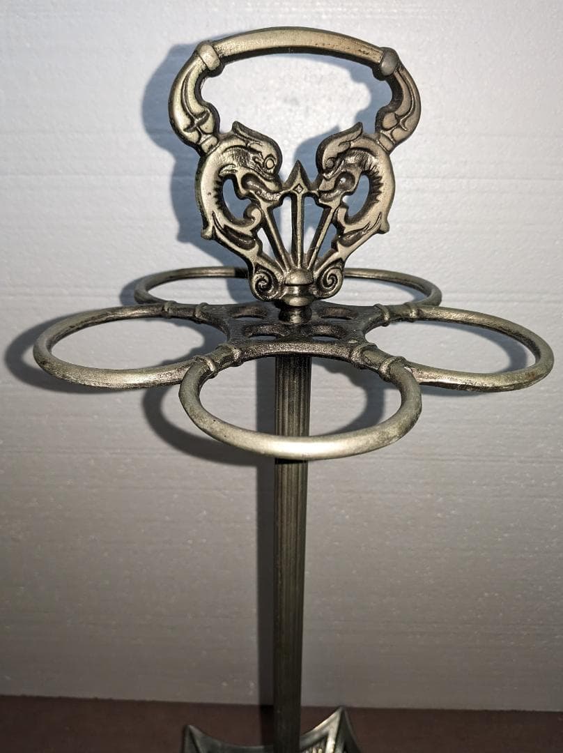 星型 花彫刻～★アンブレラ スタンド／傘立て,メタル,アンティーク 希少品