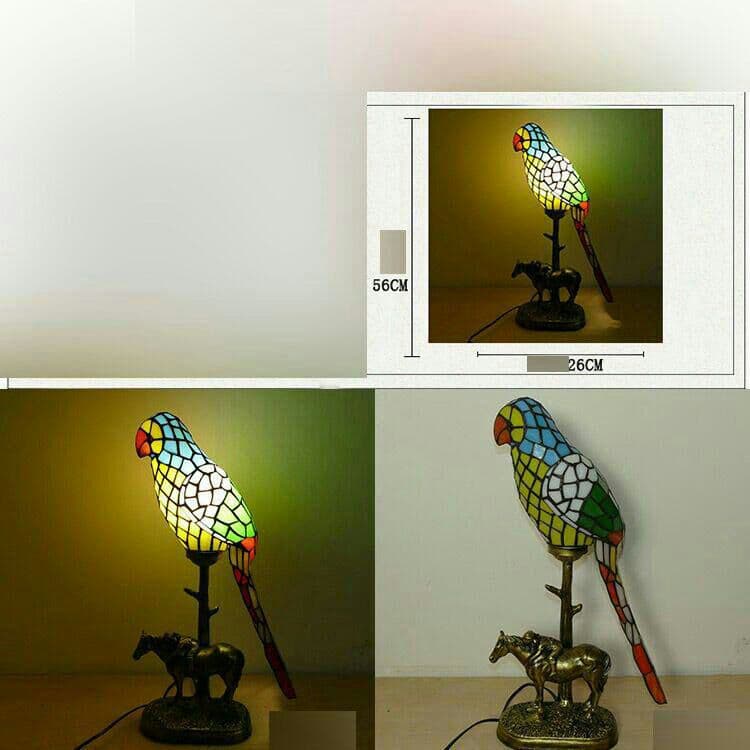 ティファニースタイルテーブルランプ電気スタンドガラスランプ \r オウム27