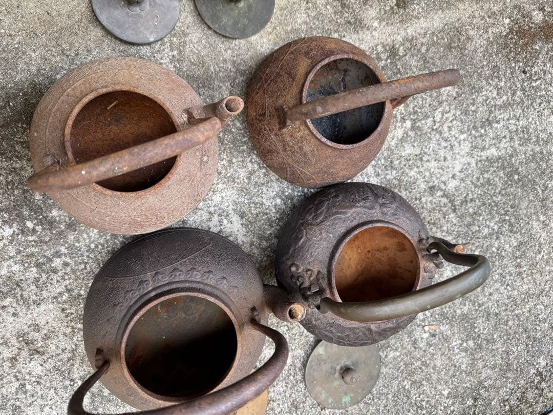 ヴィンテージ鉄瓶4個セット 龍文堂　日本亀文