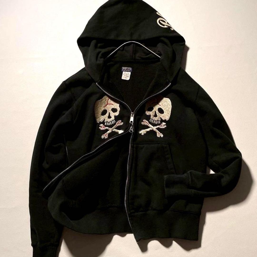 ペ*ー様 【希少美品】東洋エンタープライズ スカル刺繍 ジップパーカー TT63