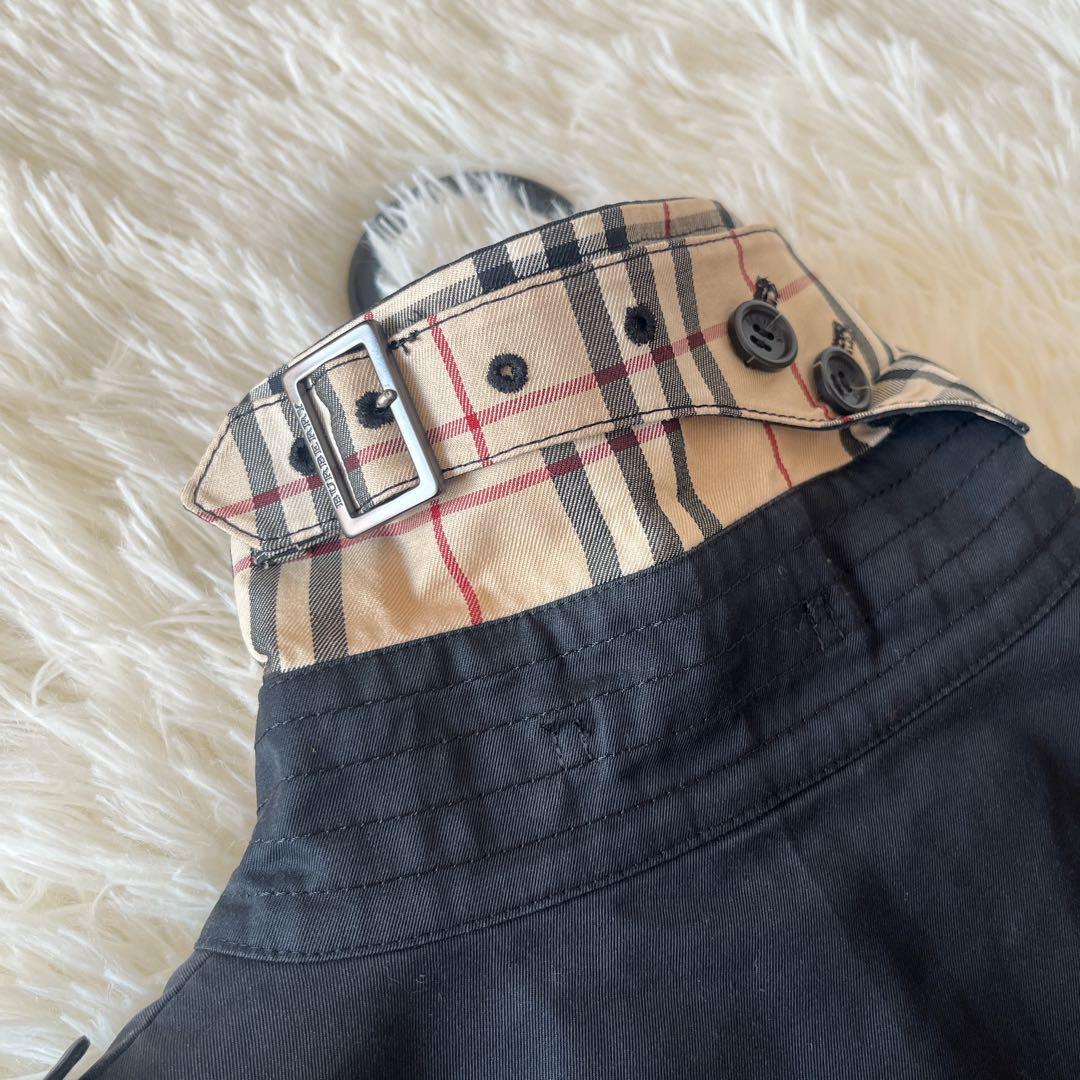 大きめ★バーバリー　トレンチコート　ライナー　ノバチェック　ベルト　黒　ロング