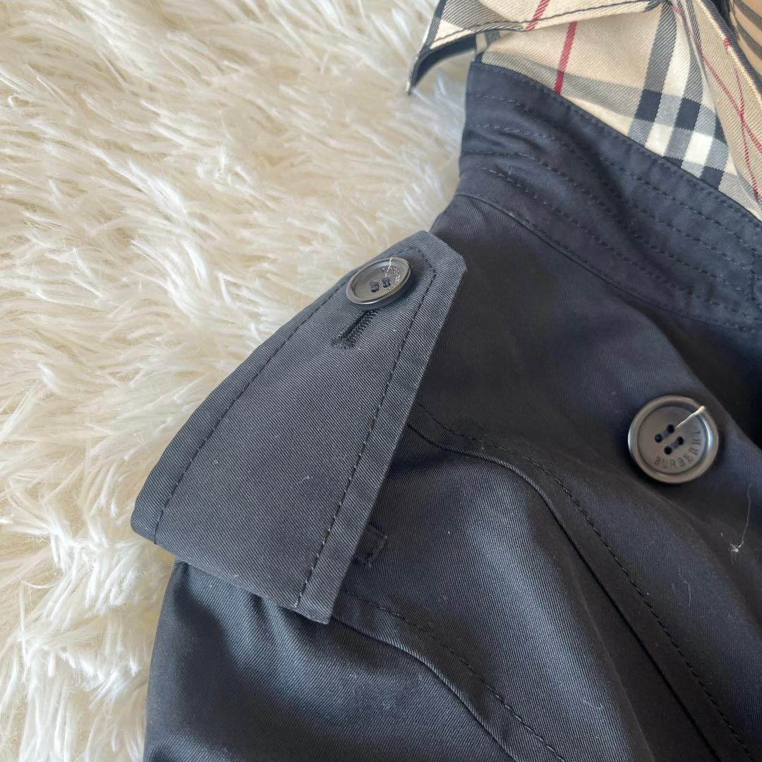 大きめ★バーバリー　トレンチコート　ライナー　ノバチェック　ベルト　黒　ロング