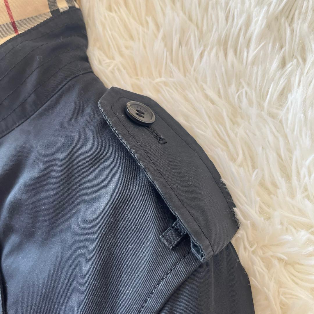 大きめ★バーバリー　トレンチコート　ライナー　ノバチェック　ベルト　黒　ロング