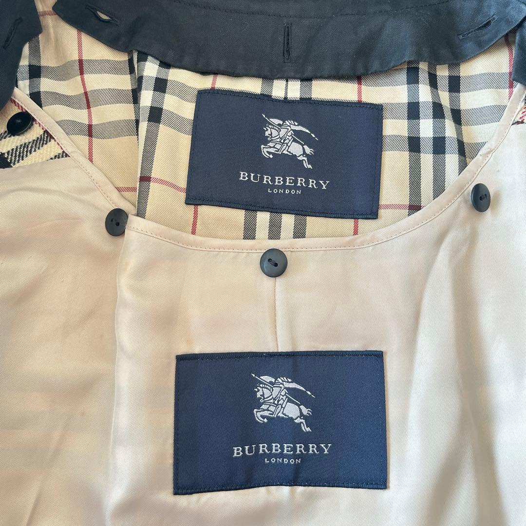 大きめ★バーバリー　トレンチコート　ライナー　ノバチェック　ベルト　黒　ロング