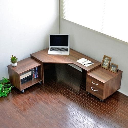 《新品送料無料》パソコンデスク ロータイプ コーナー デスクセット ブラウン