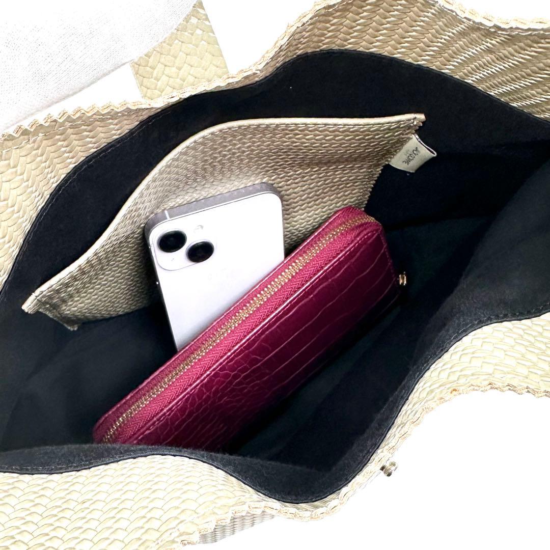 極美品✨JACK GOMME ジャックゴム 編み込みトートバッグ ロゴチャーム