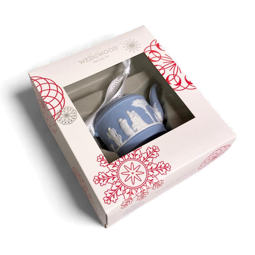 ウェッジウッド ティーポット オーナメント ペールブルー ホリデイ 陶器 箱付