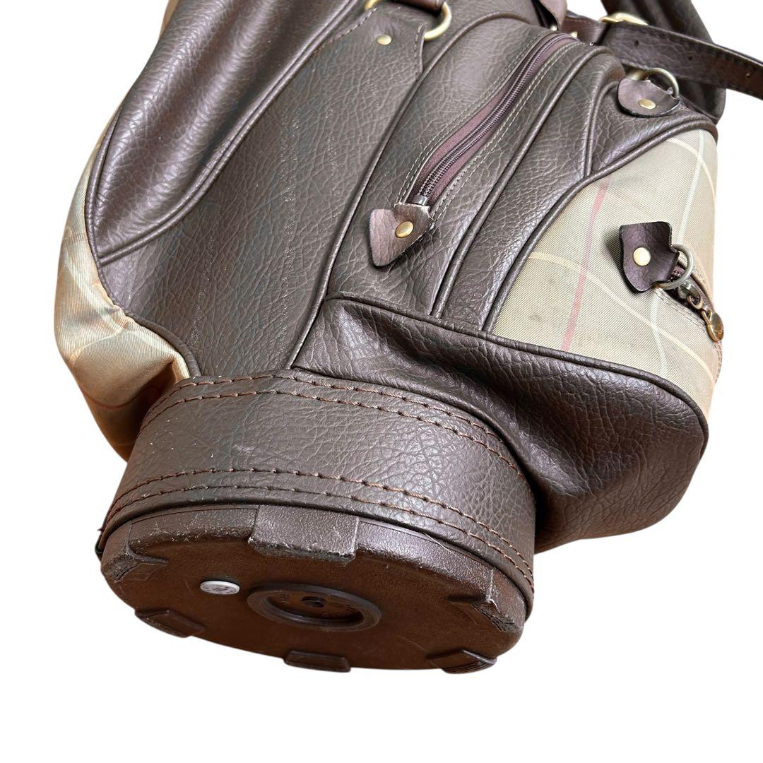 BURBERRY　バーバリー　キャディバッグ　ゴルフバッグ　チェック柄　レザー