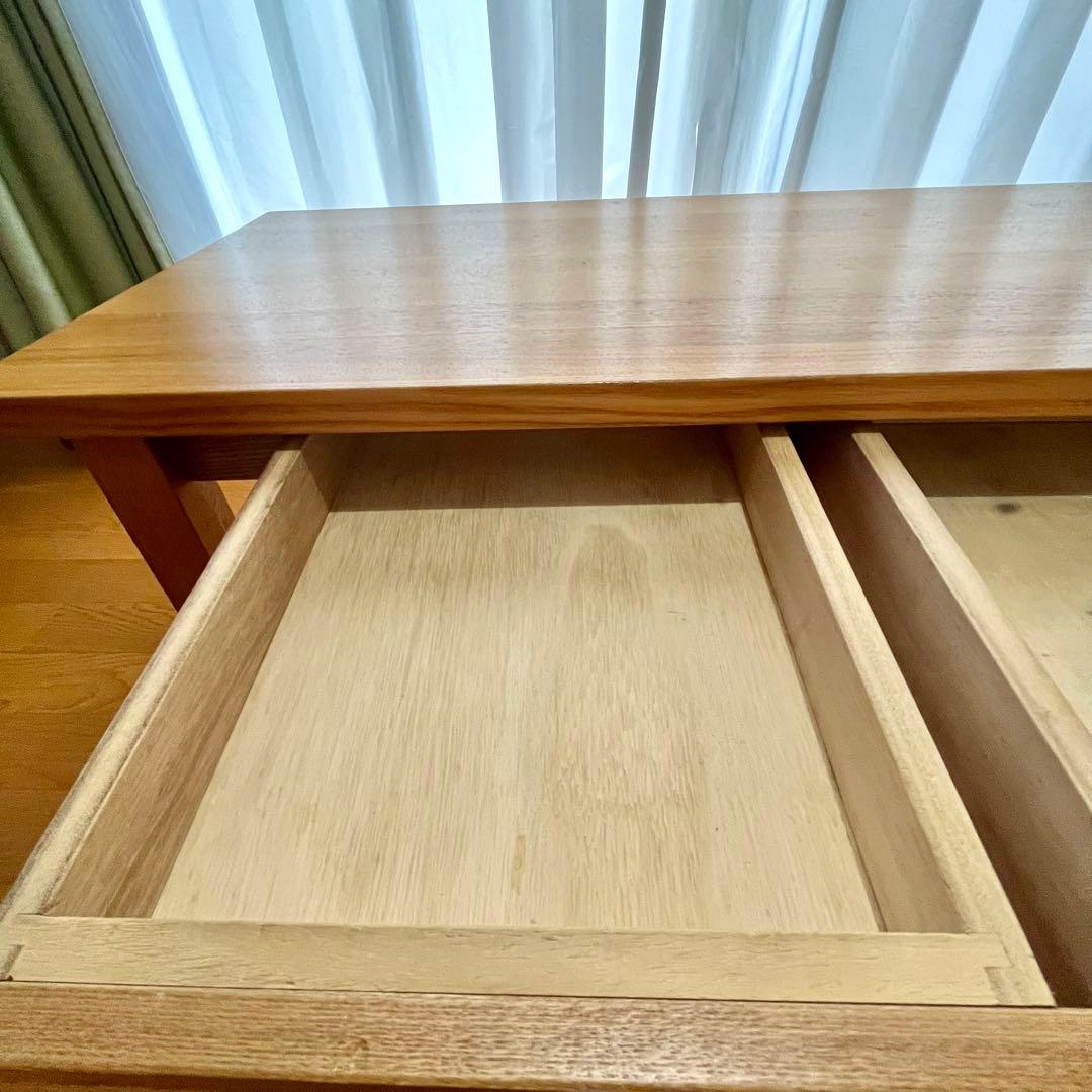 【取り置き中（mie様）】無印良品　オーク ローテーブル 引き出し付き