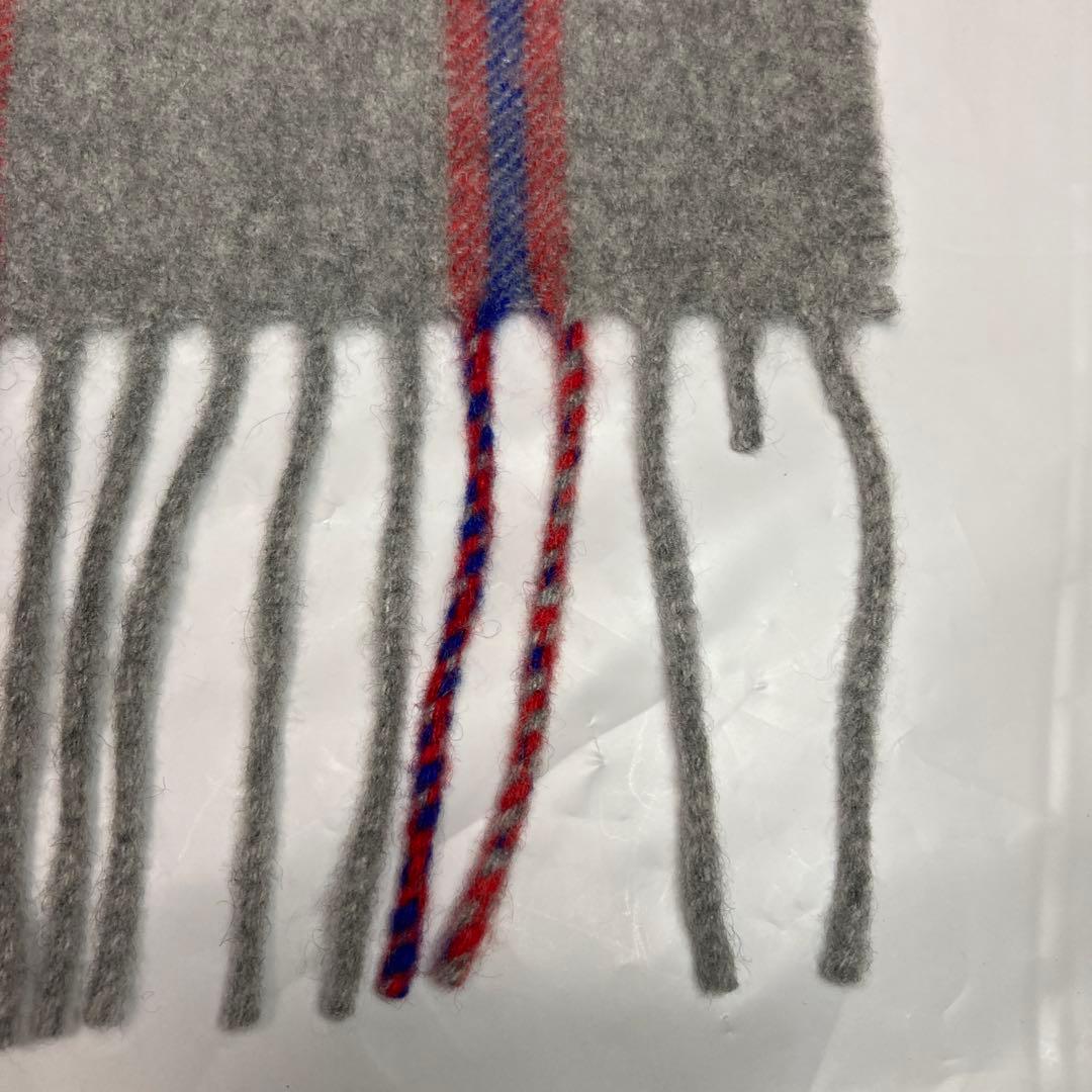 ジョンストンズ カシミヤ100％ 中判ストール グレー チェック 国内正規品