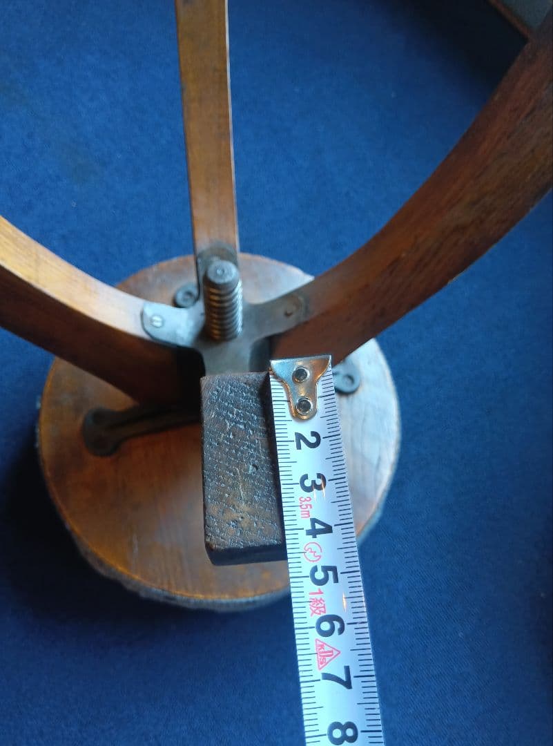 木製脚のグレー布製スツール　ヴィンテージ　レトロ