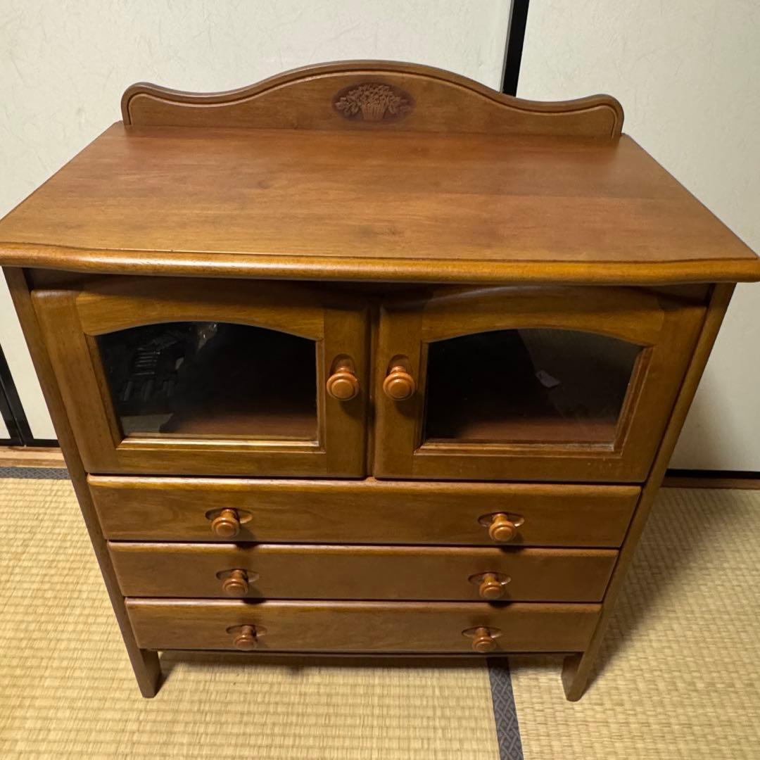 karimoku オールドカリモク キャビネット 木製ガラス扉キャビネット